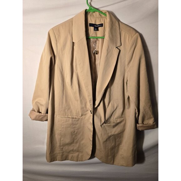 Denim 24/7 New NWT Tan Cardigan Suit Jacket Blazer Womens Plus Size 18W 1X - Picture 1 of 2